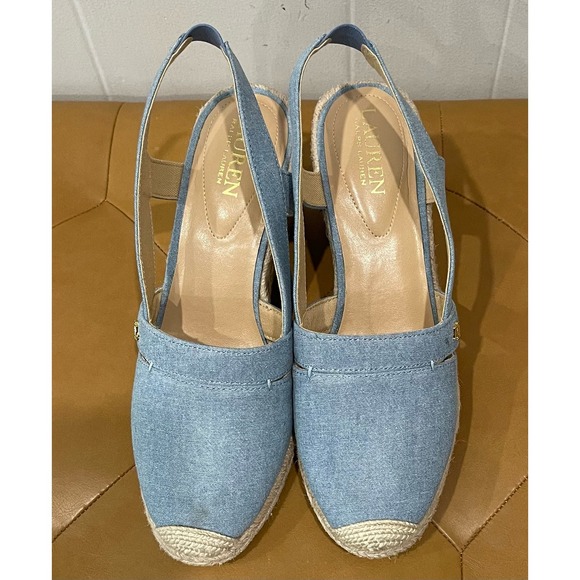 Ralph Lauren Shoes - Ralph Lauren Denim Sling Back Espadrilles Wedges Size 9